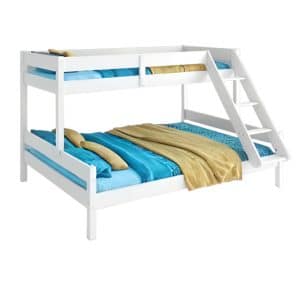 Pat Family 3 persoane supraetajat 90-140-200 cm alb cu turcuaz
